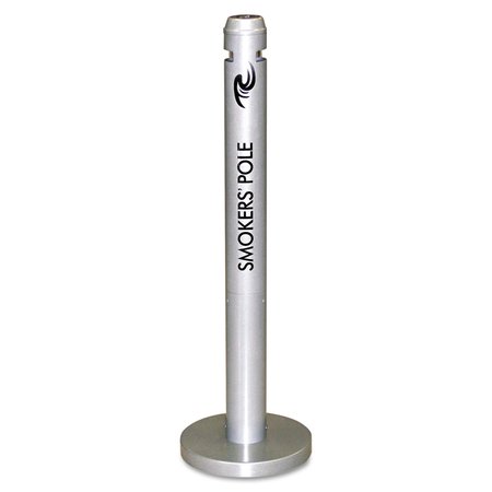 RUBBERMAID COMMERCIAL Smokers Pole, Round, Steel, 0.9 gal, Silver FGR1SM